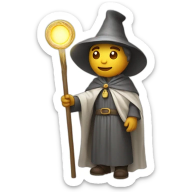 pilgrim with a staff and a halo of light sticker
