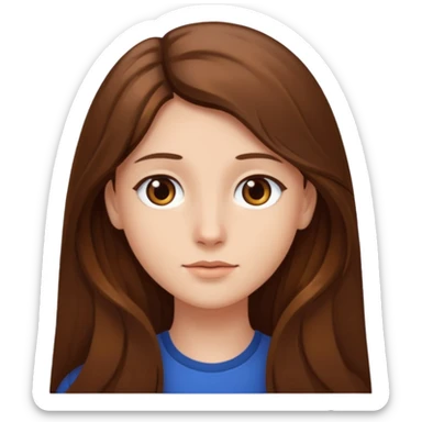 I have long brown hair without fringe, white skin and brown eyes sticker