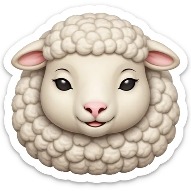 Meme-Worthy Cute Sleeping Sheep Portrait Emoji, Head resting peacefully with a contented smile, showcasing a robust build and a luxuriously soft white fleece, eyes shut in a serene, restful nap, Simplified yet hilariously adorable features, highly detailed, glowing with a soft, drowsy light, high shine, relaxed and utterly lovable, stylized with an air of playful laziness, bright and heartwarming, soft glowing outline, capturing the essence of a comically sleepy sheep, so meme-worthy it feels like it could instantly become the next viral sensation of adorable slumber! sticker