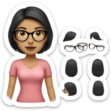 a pretty girll full body with dark hair and glasses and makeup latina sticker