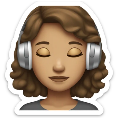 Brown haired light skined girl sleeping with headphones sticker