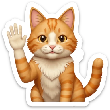 The cat says hello and waves his paw sticker