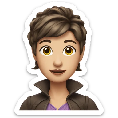 brunette pixie cut rapunzel  sticker