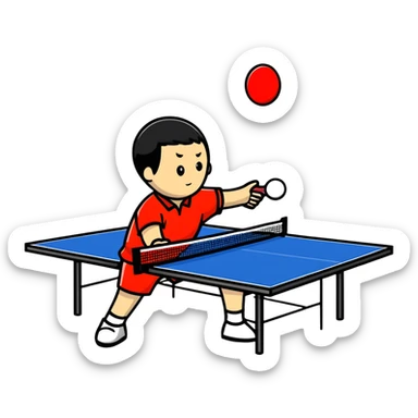 table tennis player in action sticker
