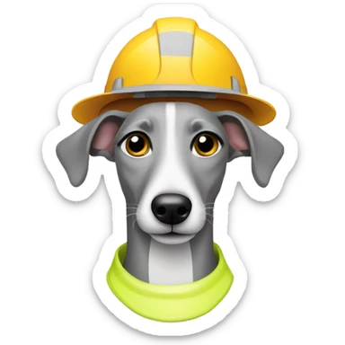 Whippet with construction hat sticker