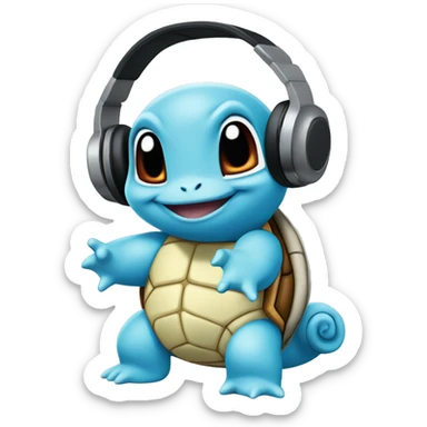 Squirtle listening to music sticker