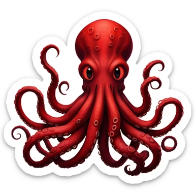 Shadowy tentacle creature in front of a bright red cloudy sky sticker