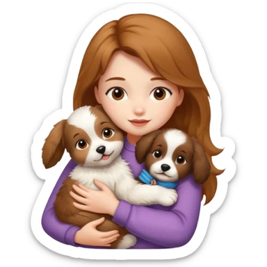 girl hugging puppy sticker