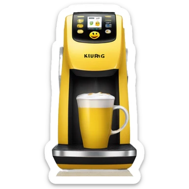 Realistic yellow keurig coffee machine sticker