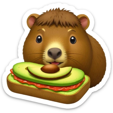 Capybara eating avocado toastc sticker