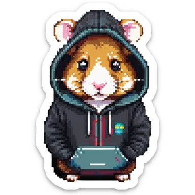 Hamster hacker in a hoodie sticker