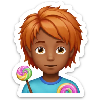 boy with hair looking like candy sticker