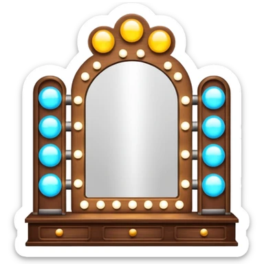 Mirror theater in wood with light bulbs  sticker