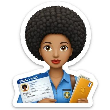 Nigeria, travel visa, with black woman, afro hair, photo on it. sticker