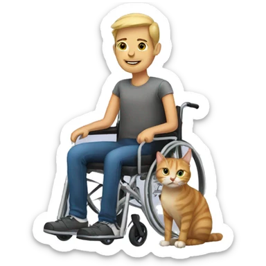 person in a wheelchair with a cat sticker