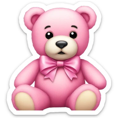 Pink teddy bear with bow sticker
