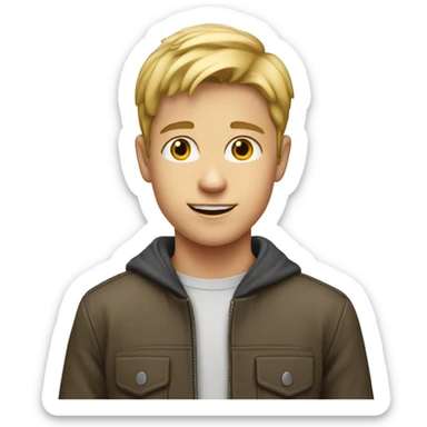 young white boy at marketing sticker