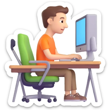 designer working at a computer, 3D emoji style sticker