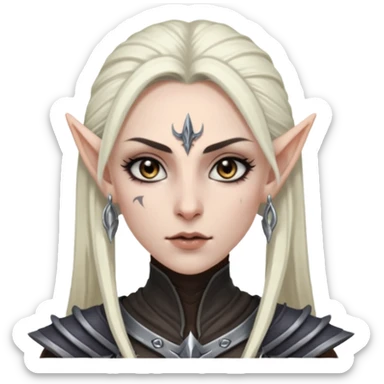ESO female dark elf warrior with lashes and earrings sticker