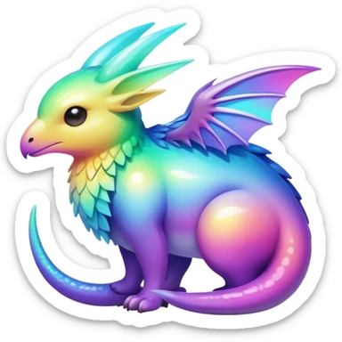Epic complex iridescent gradients aesthetic-Fakémon-creature-scenery sticker