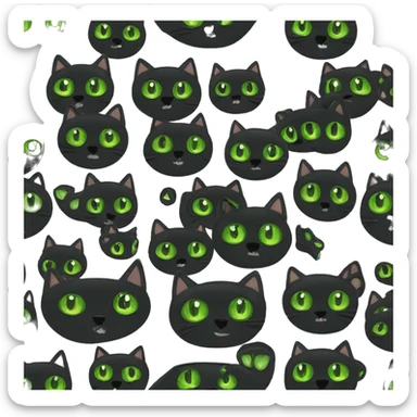 Gato negro con ojos verdes sticker