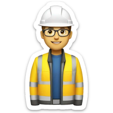 engineer wearing a yellow reflectorize jacket and construction hard hat  sticker