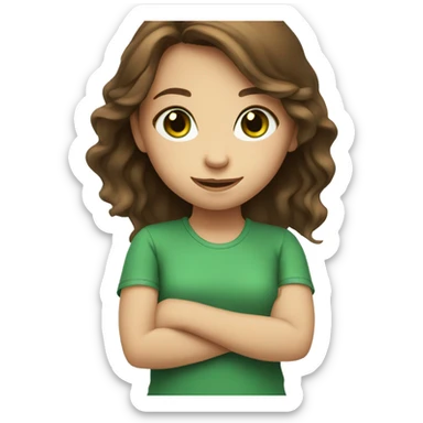 smiling girl with brown hair, green eyes sticker