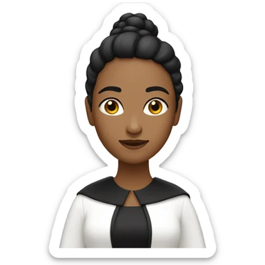 Mujer blanca con un vestido negro y cabello corto , con capa sticker