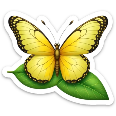 yellow butterfly on leaf sticker