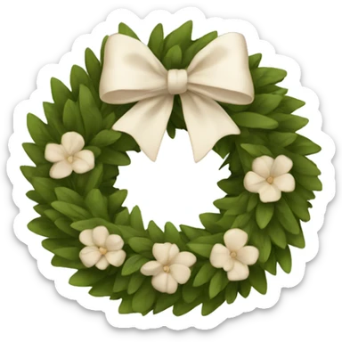 Beige wreath with white bow sticker