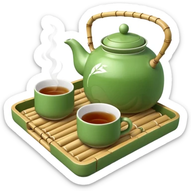 japan bamboo tray with a teapot and cup sticker
