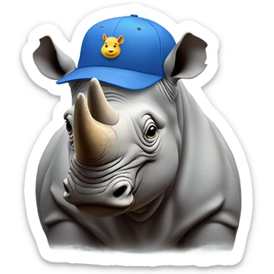 rhino with a cap sticker