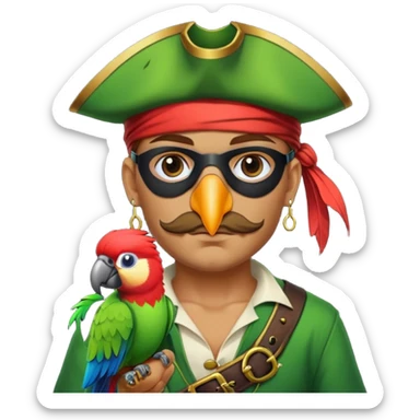 pirate with eye patch and parrot sticker
