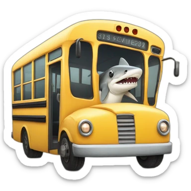 Hammerhead shark driving a school bus sticker