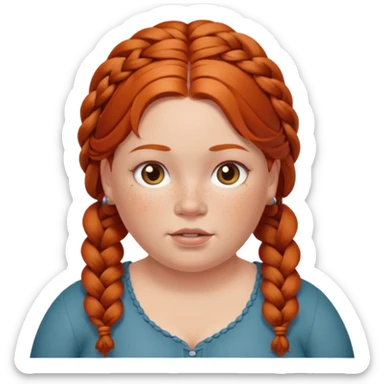 fat redhead woman with braided hair sticker