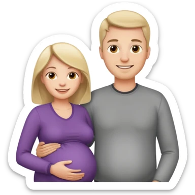 I want a couple. Only the wife is pregnant. There is only one pregnant women. Both the husband hand wife family are stand behind them. There is No kids sticker