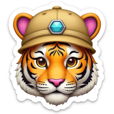 tiger face wearing stylish hat for Twitch emote sticker