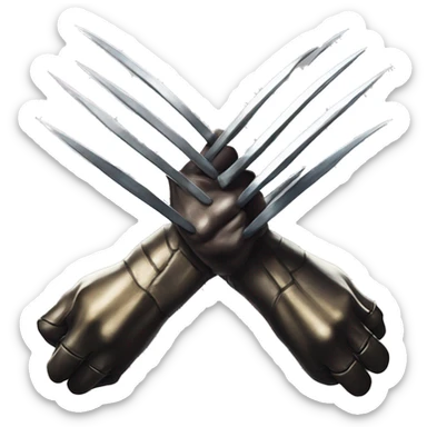 "Three sharp, metallic claws extending from a fist like wolverine from marvel sticker