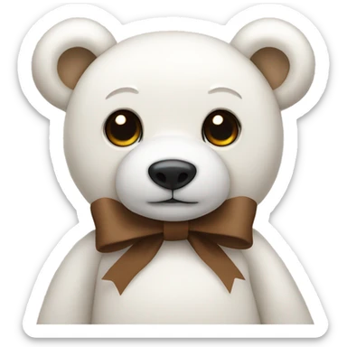 White teddy bear with brown bow sticker