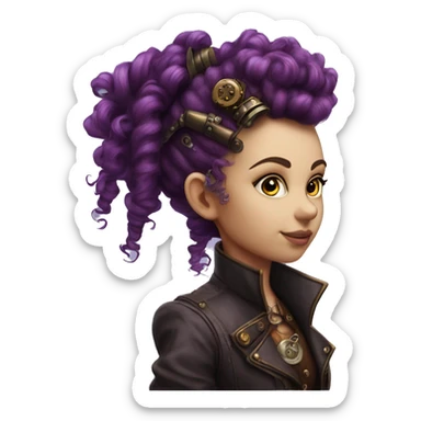 Photorealistic steampunk profile mohawkpurple  curl Caucasia girl sticker