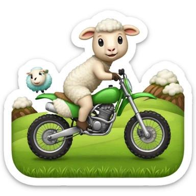 cartoon sheep on a dirt bike jumping sticker