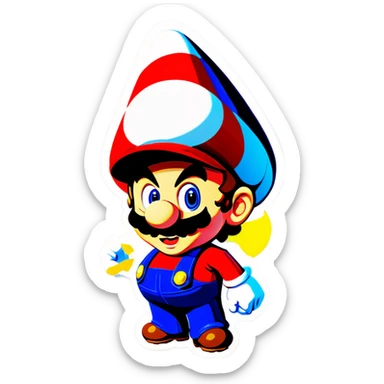 Super Mario in birthday hat sticker