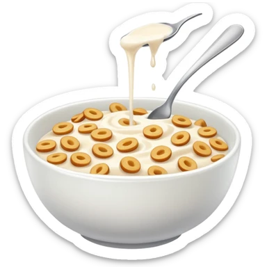 a plain bowl of wheat cereal with milk, there's nothing in the picture but a bowl of cereal sticker