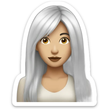 latin white women with long black hair with fringe sticker