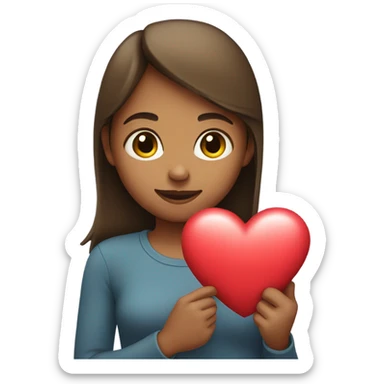 Girl holding a heart at her chest sticker