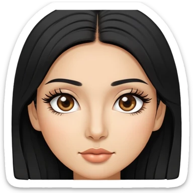 Persian and Korean multiracial woman, with black hair, long eyelashes, and tan skin, sticker