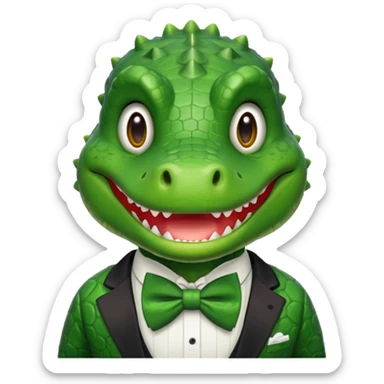 cute crocodile, bow tie sticker