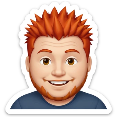 fat spiky haired happy man, red haired sticker