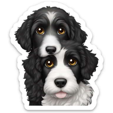 All Black labradoodle and a white grey kitten sticker