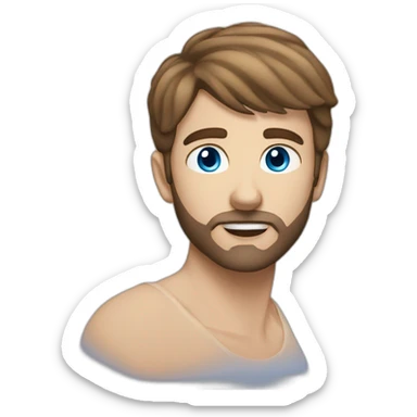 Guy with short brown straight hair and very short beard and blue eyes sticker